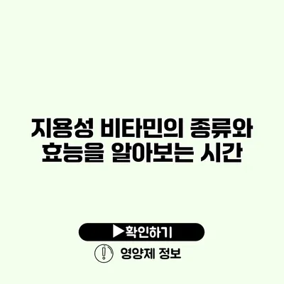 지용성 비타민의 종류와 효능을 알아보는 시간