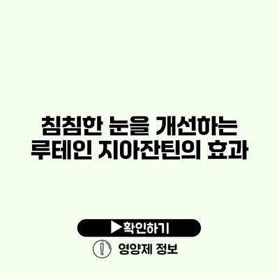 침침한 눈을 개선하는 루테인 지아잔틴의 효과