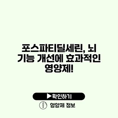 포스파티딜세린, 뇌 기능 개선에 효과적인 영양제!