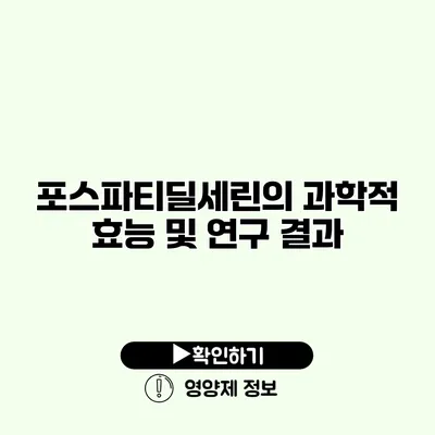 포스파티딜세린의 과학적 효능 및 연구 결과