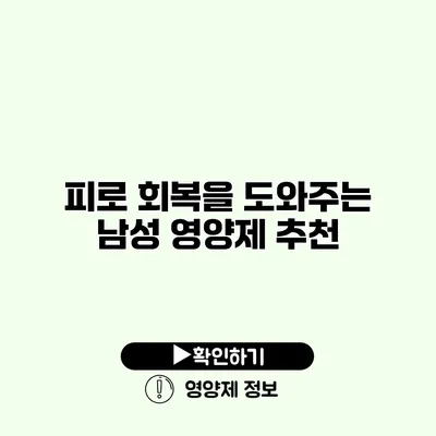 피로 회복을 도와주는 남성 영양제 추천