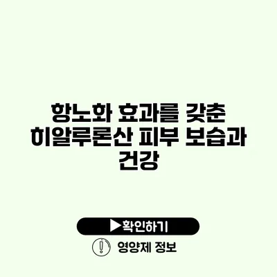 항노화 효과를 갖춘 히알루론산 피부 보습과 건강