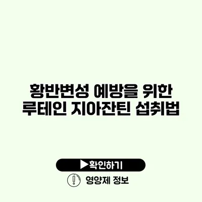 황반변성 예방을 위한 루테인 지아잔틴 섭취법