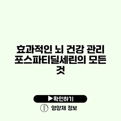 효과적인 뇌 건강 관리 포스파티딜세린의 모든 것