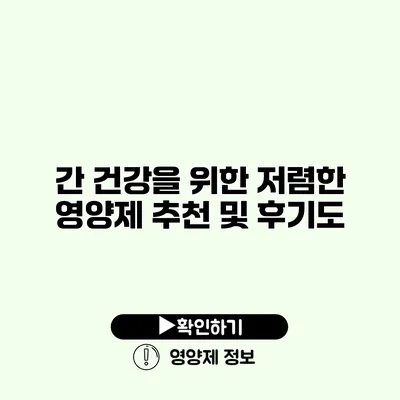 간 건강을 위한 저렴한 영양제 추천 및 후기도
