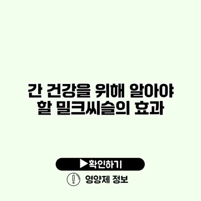 간 건강을 위해 알아야 할 밀크씨슬의 효과