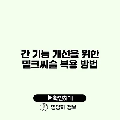 간 기능 개선을 위한 밀크씨슬 복용 방법