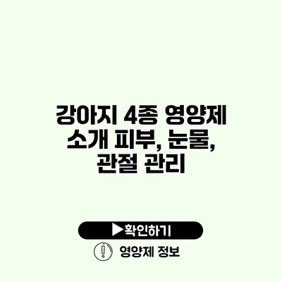 강아지 4종 영양제 소개 피부, 눈물, 관절 관리