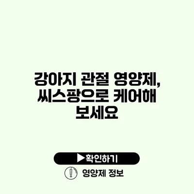 강아지 관절 영양제, 씨스팡으로 케어해 보세요