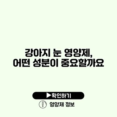 강아지 눈 영양제, 어떤 성분이 중요할까요?