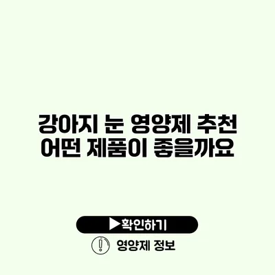 강아지 눈 영양제 추천 어떤 제품이 좋을까요?