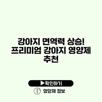 강아지 면역력 상승! 프리미엄 강아지 영양제 추천