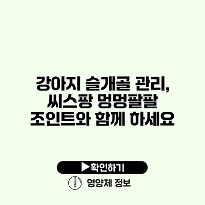 강아지 슬개골 관리, 씨스팡 멍멍팔팔 조인트와 함께 하세요