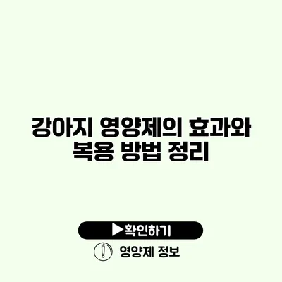 강아지 영양제의 효과와 복용 방법 정리