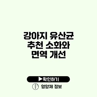 강아지 유산균 추천 소화와 면역 개선