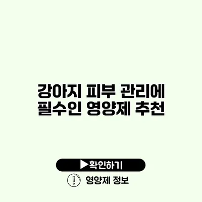 강아지 피부 관리에 필수인 영양제 추천