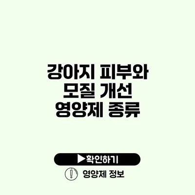 강아지 피부와 모질 개선 영양제 종류