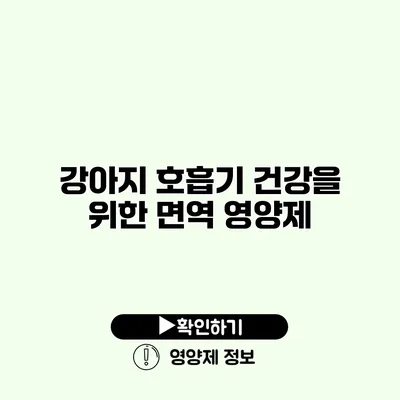 강아지 호흡기 건강을 위한 면역 영양제