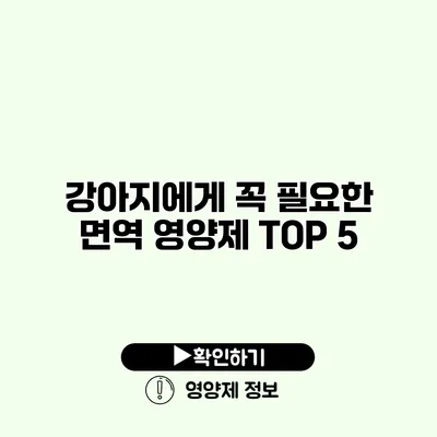 강아지에게 꼭 필요한 면역 영양제 TOP 5