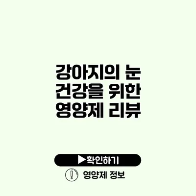 강아지의 눈 건강을 위한 영양제 리뷰