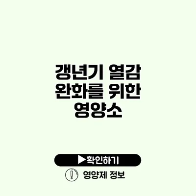 갱년기 열감 완화를 위한 영양소