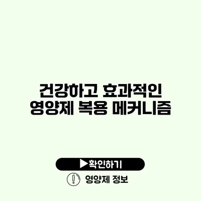 건강하고 효과적인 영양제 복용 메커니즘