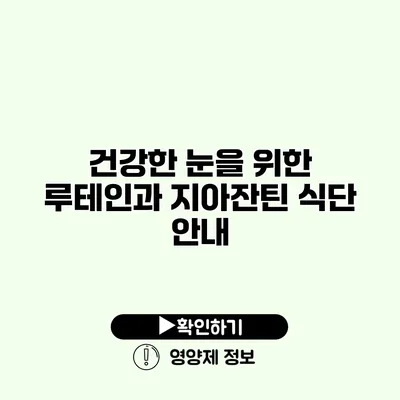 건강한 눈을 위한 루테인과 지아잔틴 식단 안내