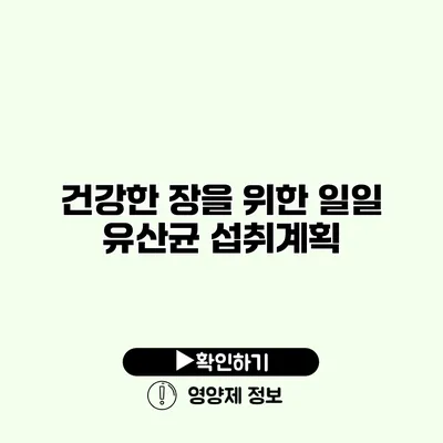 건강한 장을 위한 일일 유산균 섭취계획