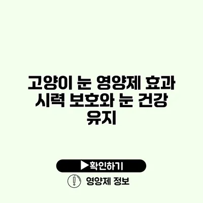 고양이 눈 영양제 효과 시력 보호와 눈 건강 유지