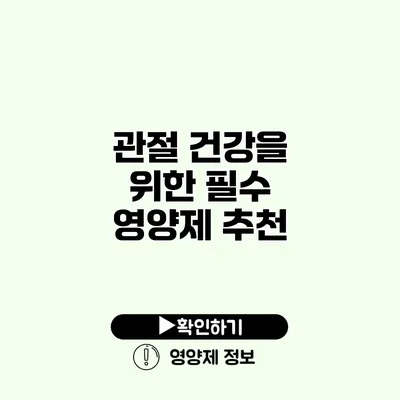 관절 건강을 위한 필수 영양제 추천