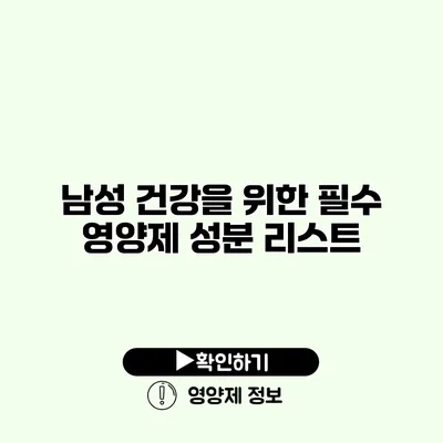 남성 건강을 위한 필수 영양제 성분 리스트