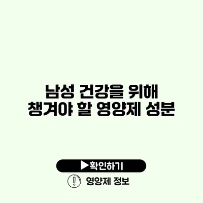 남성 건강을 위해 챙겨야 할 영양제 성분