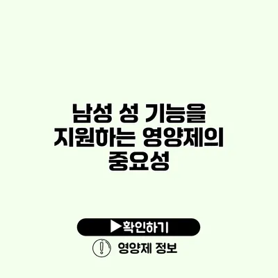 남성 성 기능을 지원하는 영양제의 중요성
