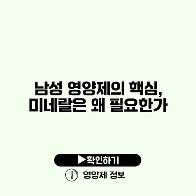 남성 영양제의 핵심, 미네랄은 왜 필요한가?