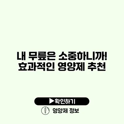 내 무릎은 소중하니까! 효과적인 영양제 추천