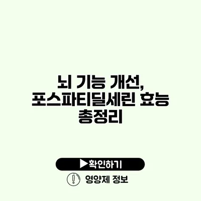 뇌 기능 개선, 포스파티딜세린 효능 총정리