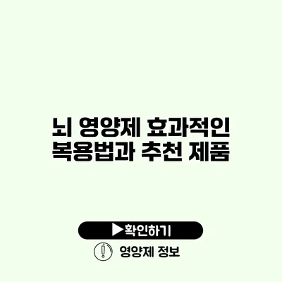 뇌 영양제 효과적인 복용법과 추천 제품