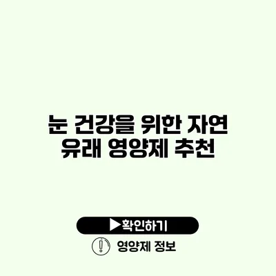 눈 건강을 위한 자연 유래 영양제 추천