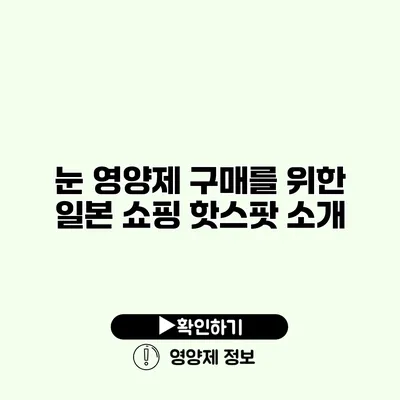 눈 영양제 구매를 위한 일본 쇼핑 핫스팟 소개