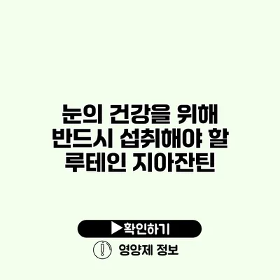 눈의 건강을 위해 반드시 섭취해야 할 루테인 지아잔틴