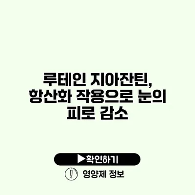 루테인 지아잔틴, 항산화 작용으로 눈의 피로 감소