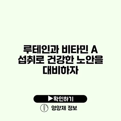 루테인과 비타민 A 섭취로 건강한 노안을 대비하자