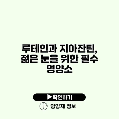루테인과 지아잔틴, 젊은 눈을 위한 필수 영양소