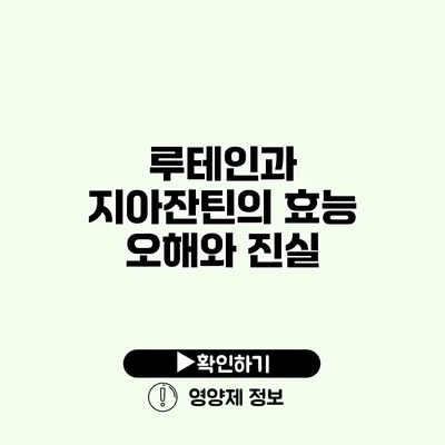 루테인과 지아잔틴의 효능 오해와 진실