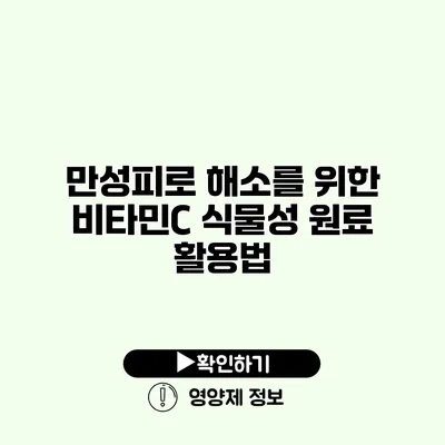 만성피로 해소를 위한 비타민C 식물성 원료 활용법