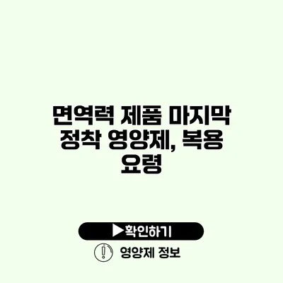 면역력 제품 마지막 정착 영양제, 복용 요령