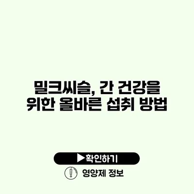 밀크씨슬, 간 건강을 위한 올바른 섭취 방법