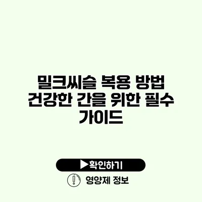 밀크씨슬 복용 방법 건강한 간을 위한 필수 가이드