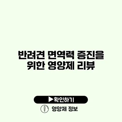 반려견 면역력 증진을 위한 영양제 리뷰