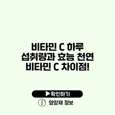 비타민 C 하루 섭취량과 효능 천연 비타민 C 차이점!